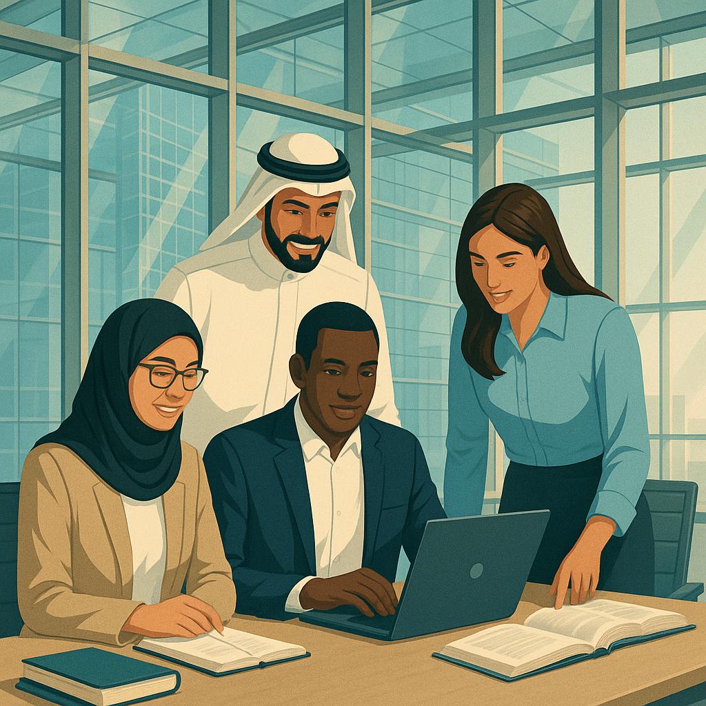 Team portrait in Saudi Arabian office